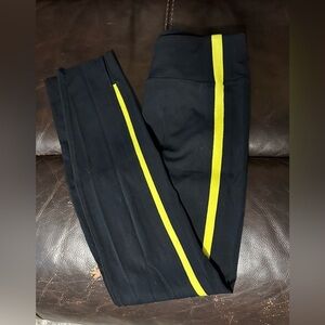 ZYIA Black Leggings with Vibrant Yellow Accent, Size 4